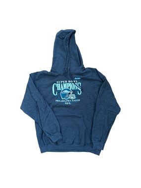 Gildan Navy Blue Pullover Hoodie with Light Blue Graphic